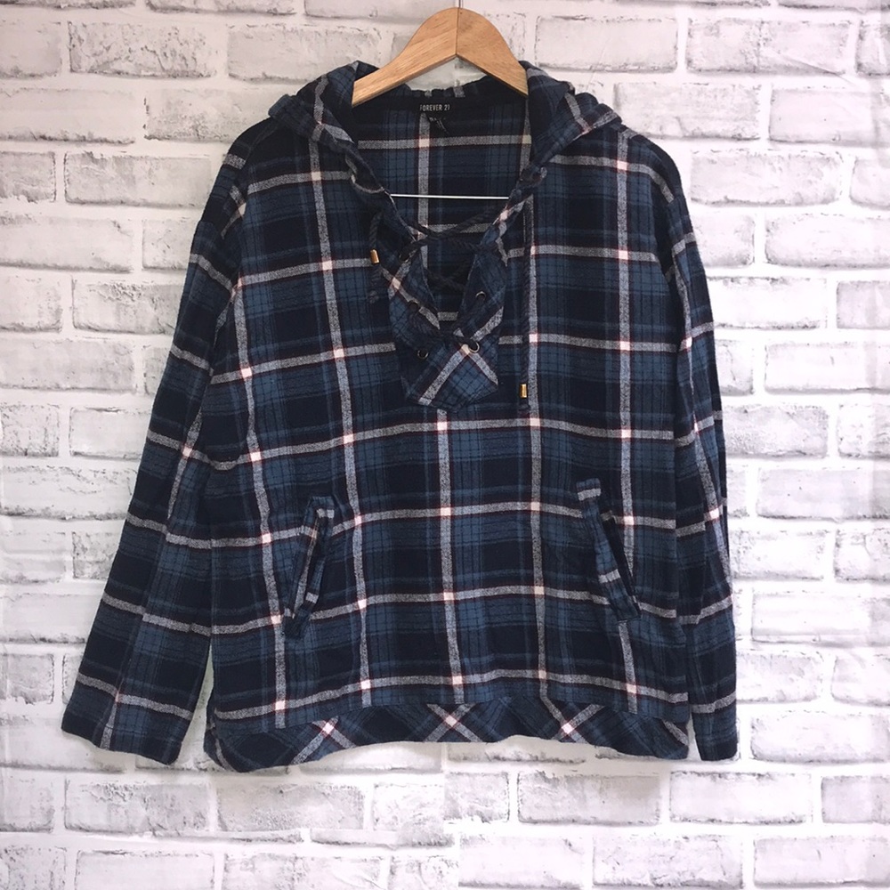 Forever 21 Flannel Hoodie Fall